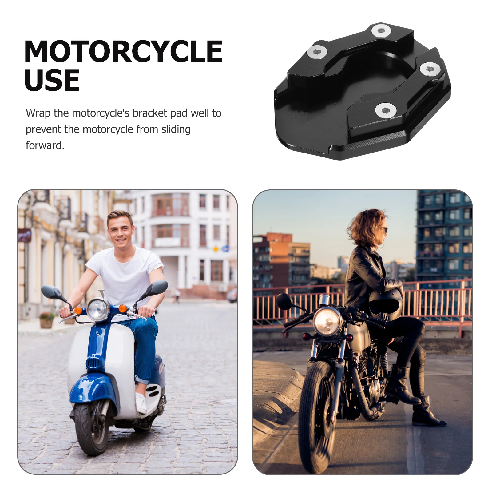 

Aluminum Alloy Motorcycle Kickstand Non-Slip Side Stand Extension Plate Foot Cushion Support Outdoor Garage Lawn Road