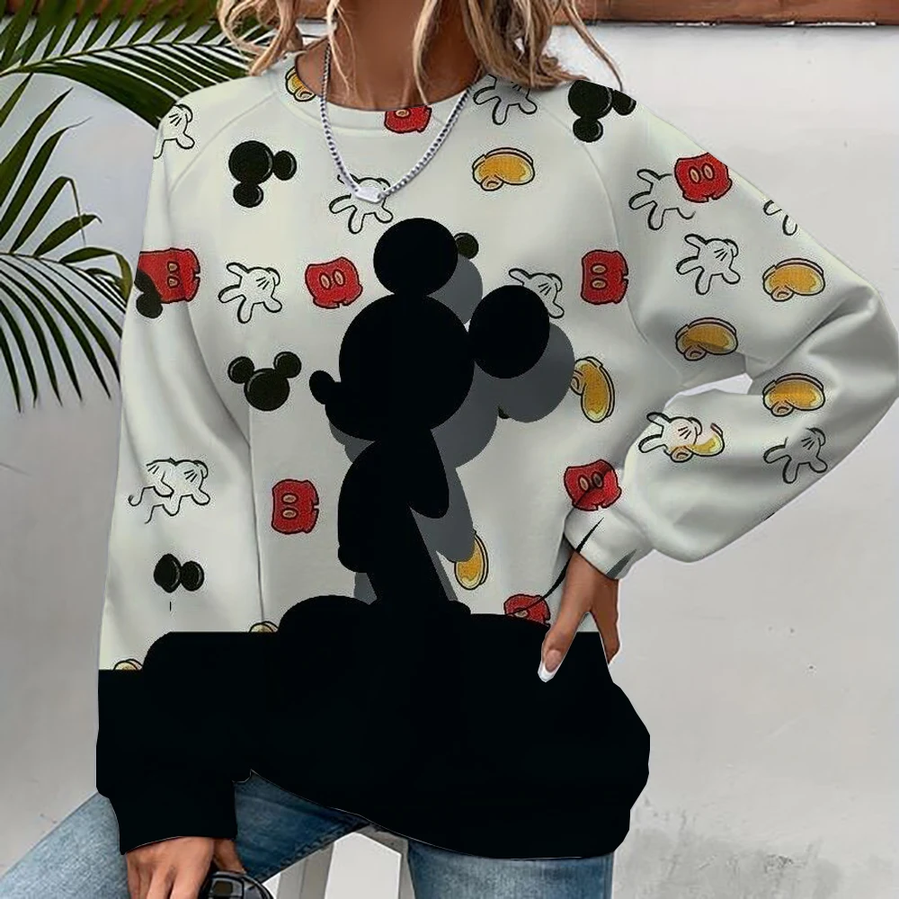 Disney Mickey Mouse Women\'s Hoodie Cartoon Printed Harajuku Long Sleeve Cute Hoodie Casual Loose Sportswear Fashion Top Clothing