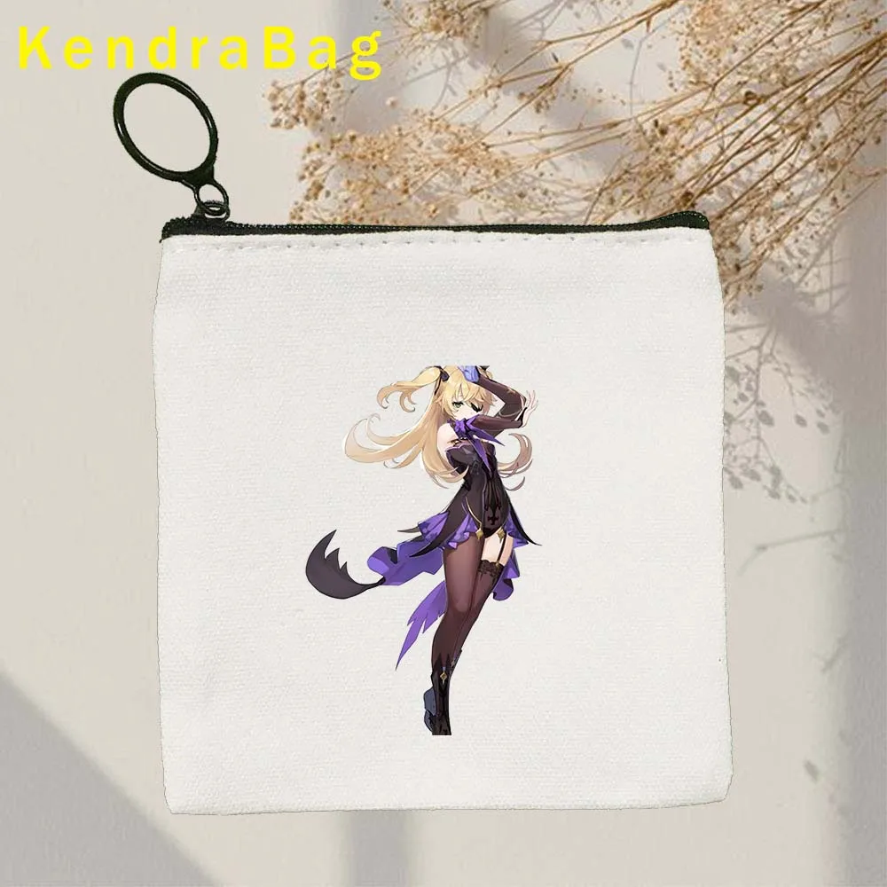 Zhongli Childe Eula Fischl Furina Ganyu Xiao Genshin Impact Beidou Bennett Chongyun Diluc Canvas Coin Purse Key Bag Zipper Pouch