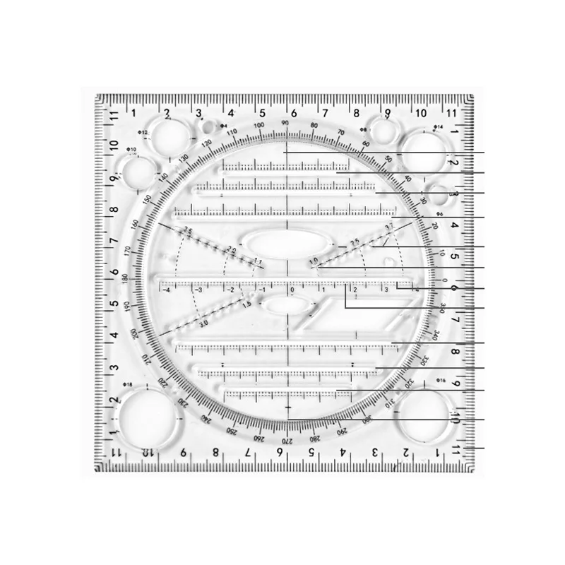 Transparent Rotary Multifunctional Ruler Quickly Draw Round Geometric Figure Drawing Ruler Function Template Artifact Ellipse