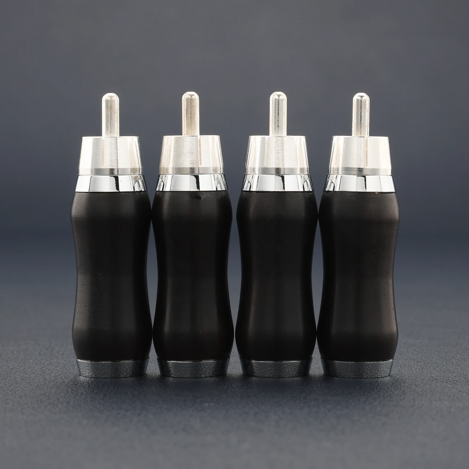 4PCS Audiocrast VR1102S Silver Plated Brass Ebony Wood RCA Male Solder Plug DIY HIFI Audio Interconnect Cable Connector 2 Pair