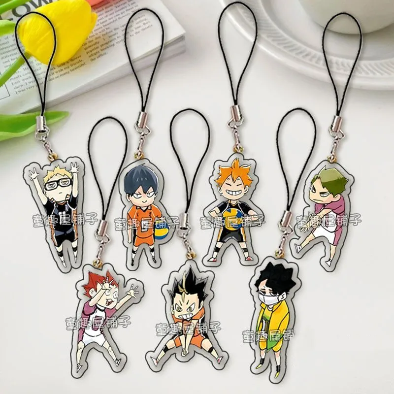 Cordón de teléfono móvil Haikyuu Kei Tsukishima Sakusa Kiyoomi, colgante de acrílico, correas Kawaii, decoración de cuerda linda, regalo de amigo