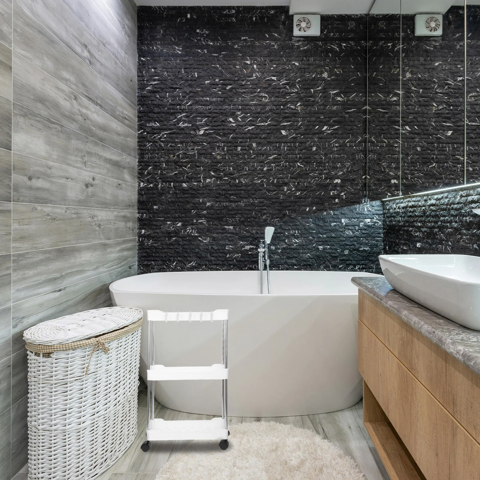 Trolley Rack Lager regal Regale Pantry Organizer Halter fallen den Boden weiß pp