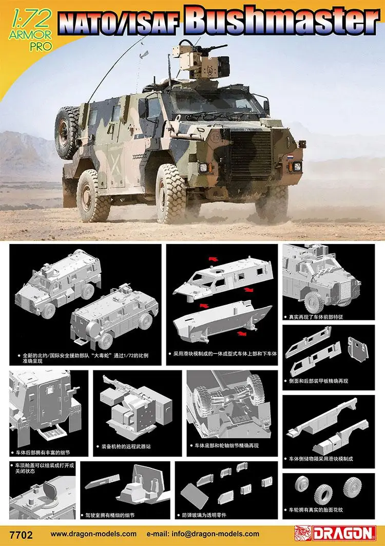 Dragon 7702 1/72 Scale NATO/ISAF Bushmaster Plastic model kit