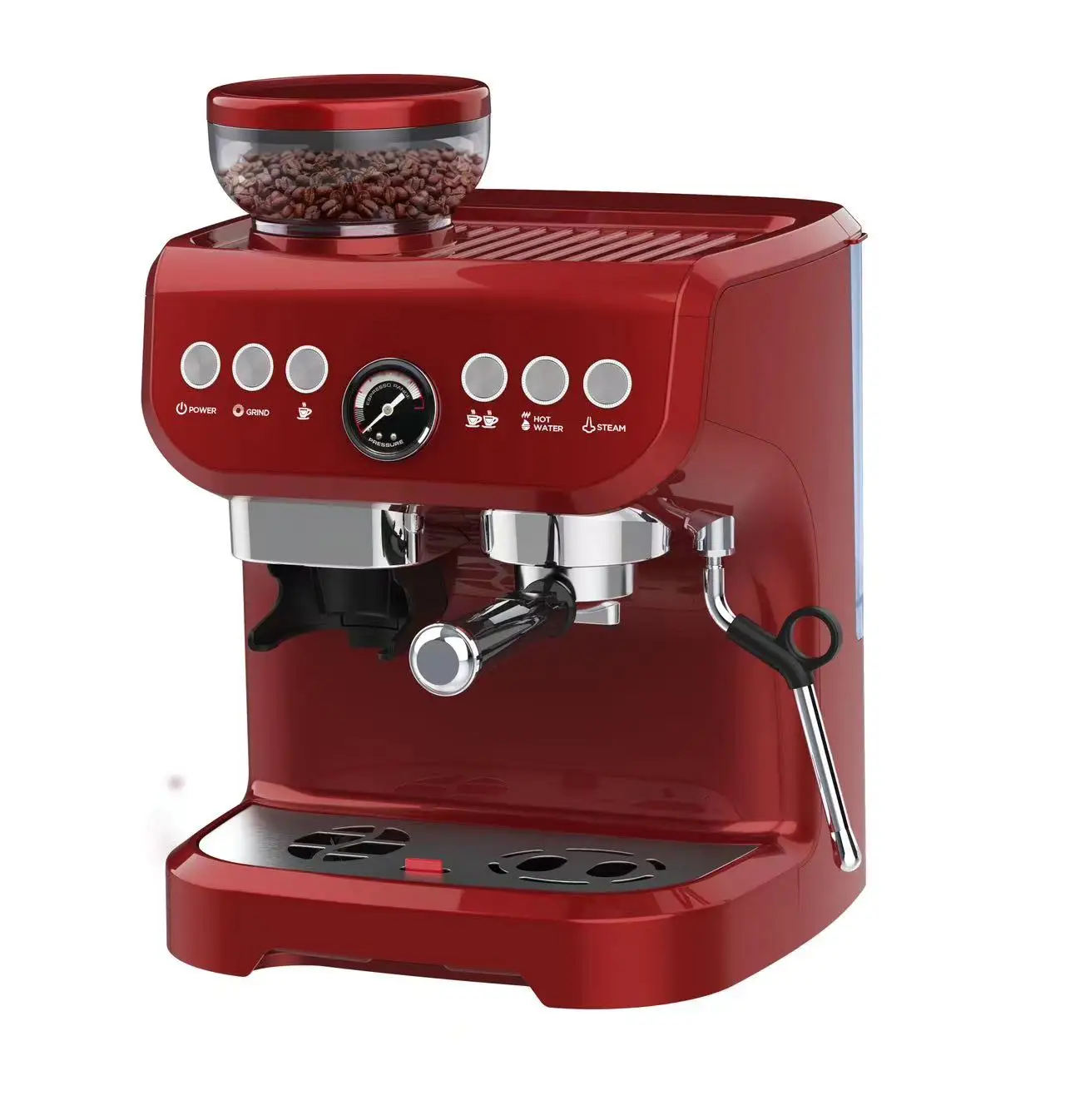 Stainless Steel Electric Semi-Automatic Espresso Coffee Maker with Grinder 19Bar Pump for Cappuccino and Coffee