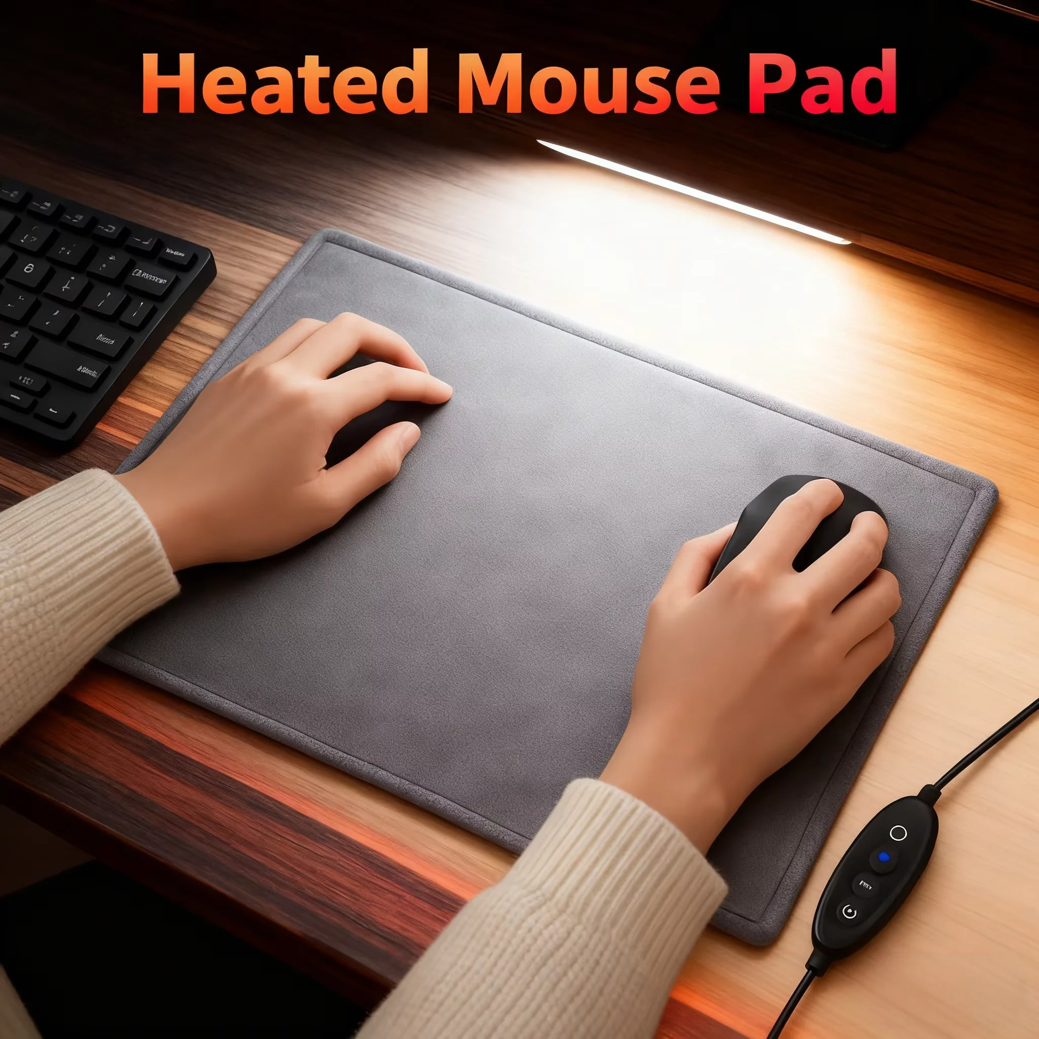 Portable USB Heated Pad Soft Foldable Warm Desk Mat 3-Temperature Settings Fast Heating Film for Work Study Travel 5V Power Supp