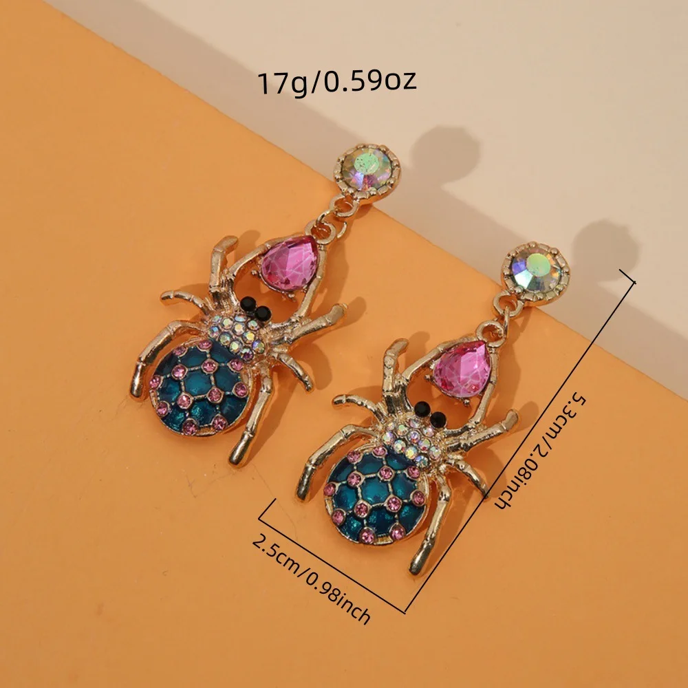 Halloween wish new European and American fashion cross-border jewelry colorful rhinestone spider women earrings earrings