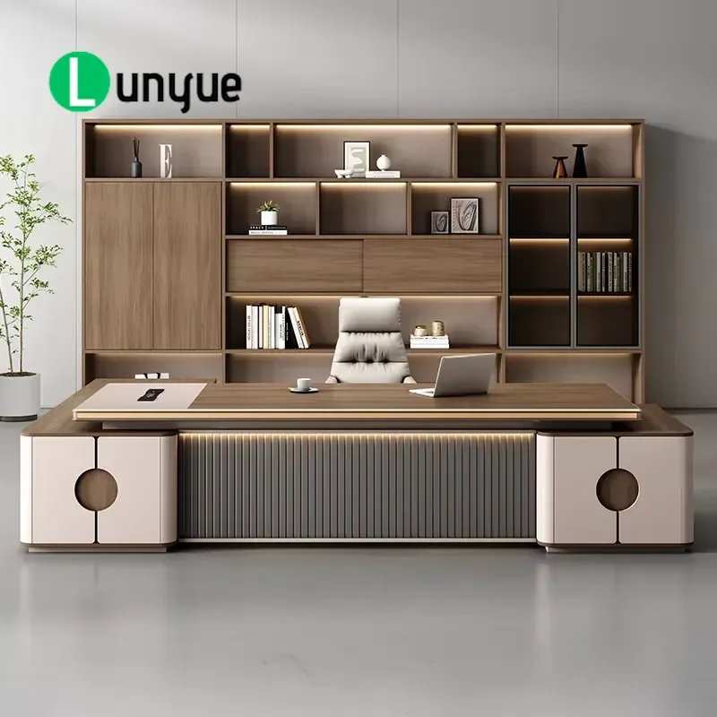 L Shaped Executive Desk Modern Office Furniture for Manager High End Administrative Workstation with Storage
