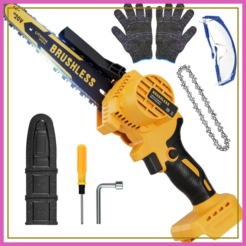 

8 Inch Cordless Mini Chainsaw for 18-21V Battery, Handheld Pruning Saw for Tree Trimming