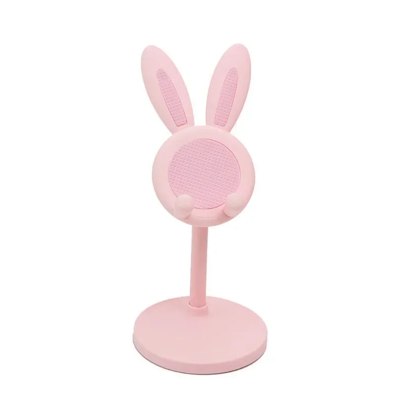 Soporte de escritorio para teléfono móvil, mesa de dibujos animados de conejo, ajustable, color rosa, para iPhone 13, 14, Samsung