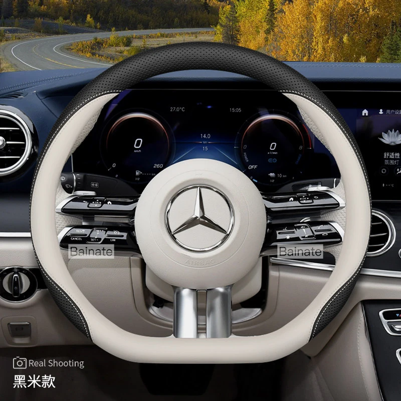 Geeignet für Mercedes-Benz Atmungsaktiver Leder-Lenkradbezug E C Klasse GLE GLC GLA GLB CLS CLA EQB EQE EQS AMG Vito GLS – Detail 7