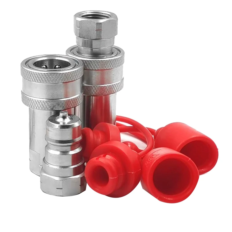 

3/8Inch NPT Thread ISO7241-1A Hydraulic Couplings Tractor Hydraulic Coupler Hydraulic Quick Connect Coupler Set With Dust Cap