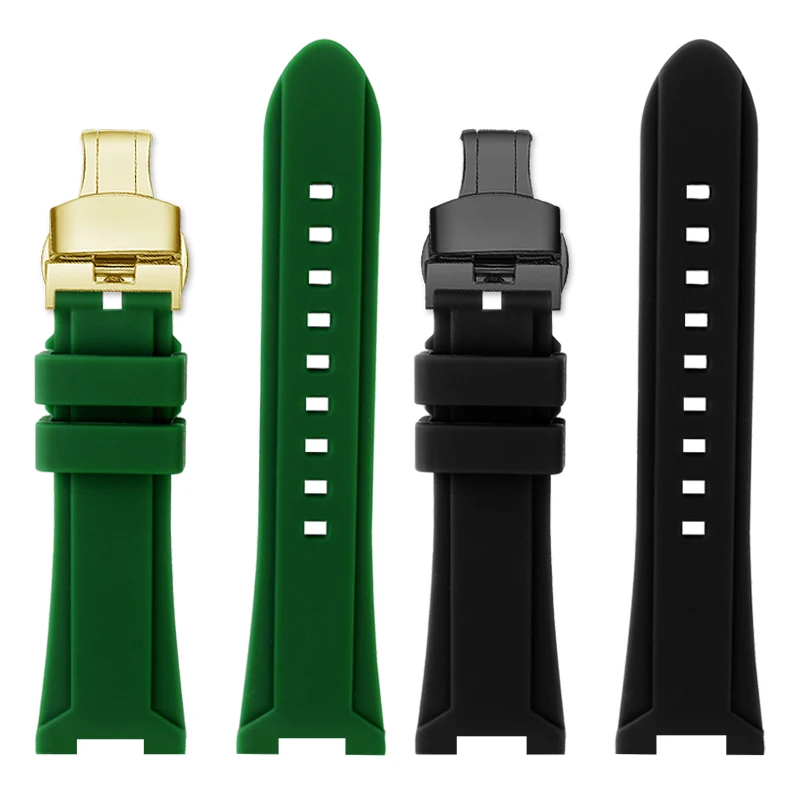 Special Concave Watch Strap For Versace VER VBR 8545 Series Silicone Rubber Watch with Accessories Waterproof Belt Notch