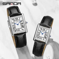 SANDA Square Couple Watches for Women and Men Luxury New Design Fashion Quartz Watch For Couple