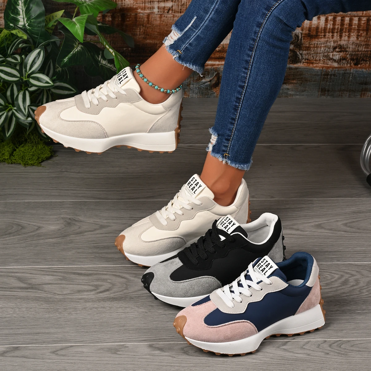 

Autumn Women Sneakers Causal Walking Fashion Lace Up Sports Platform Shoes Outdoor Non-slip Running Sneakers Zapatos De Mujer