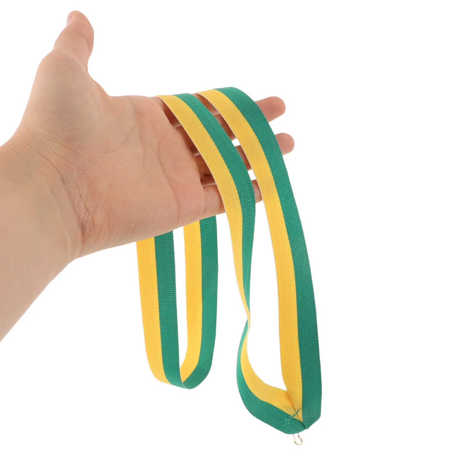 

20 Pcs Medal Lanyard Polyester Yellow Green Striped Award Ribbon