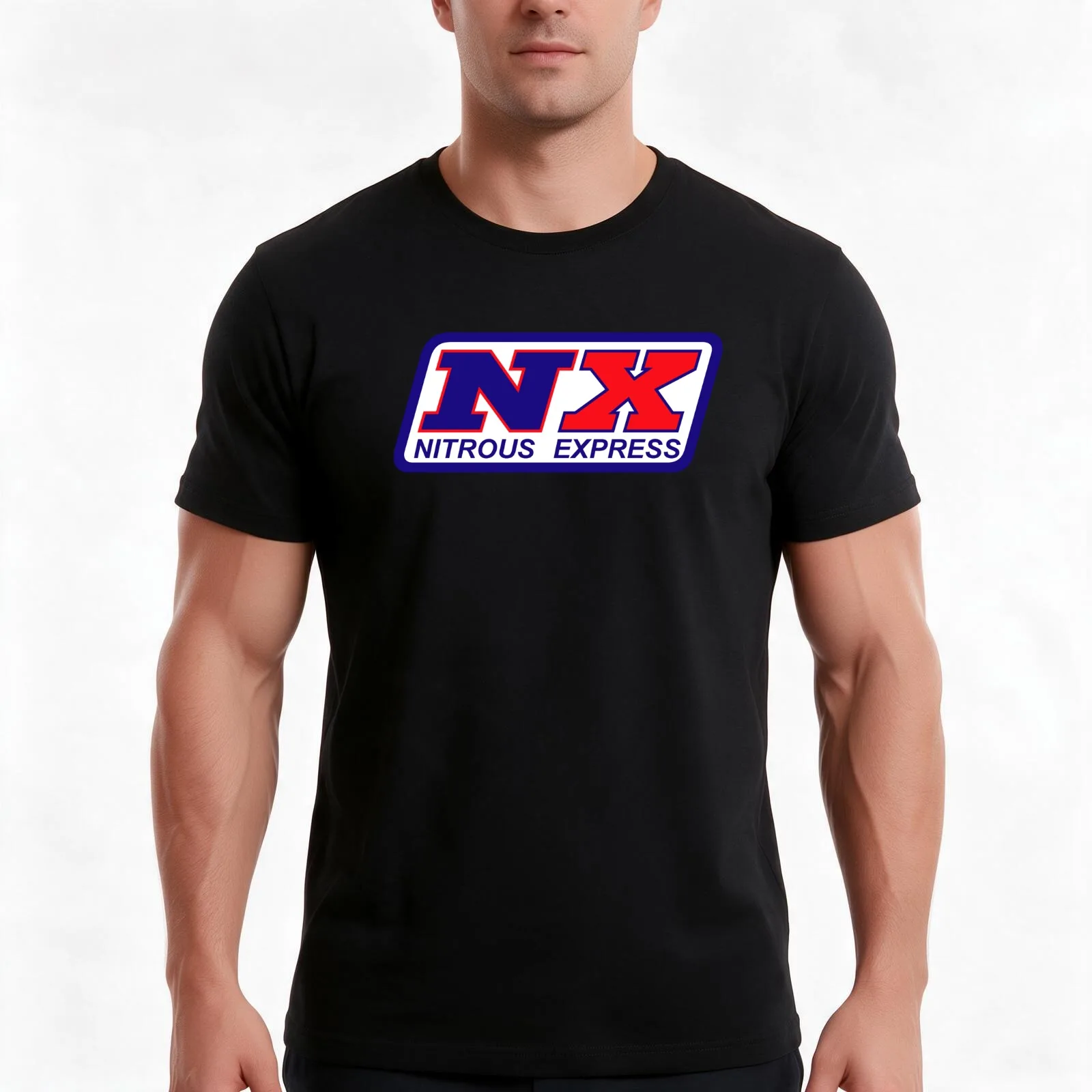 NX Nitrous Express T-Shirt, Summer Casual Cotton Tee, Oversized Streetwear Tops, Vintage Graphic Print, Loose Fit Short Sleeve