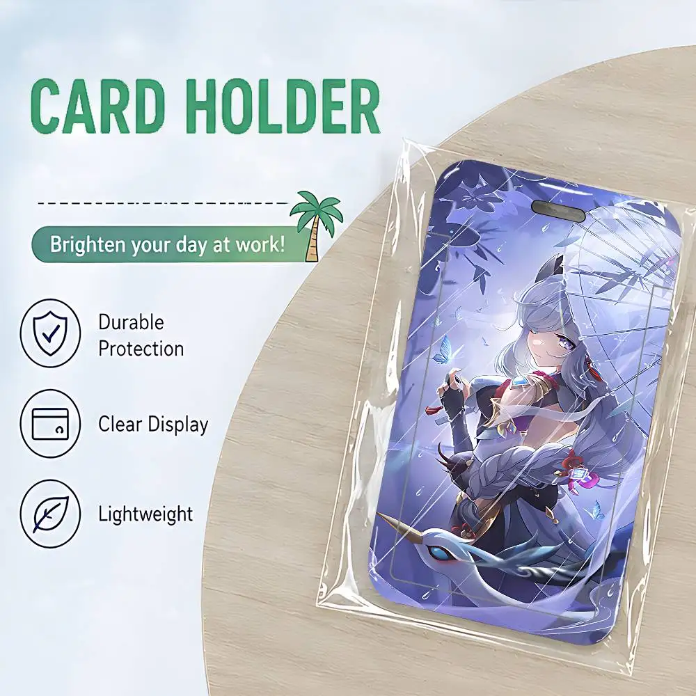 Anime Genshin Impact ID Card Holder Cute PVC Badge Holder Cartoon Card Cover Student ID Bus Card Case With Clear Window
