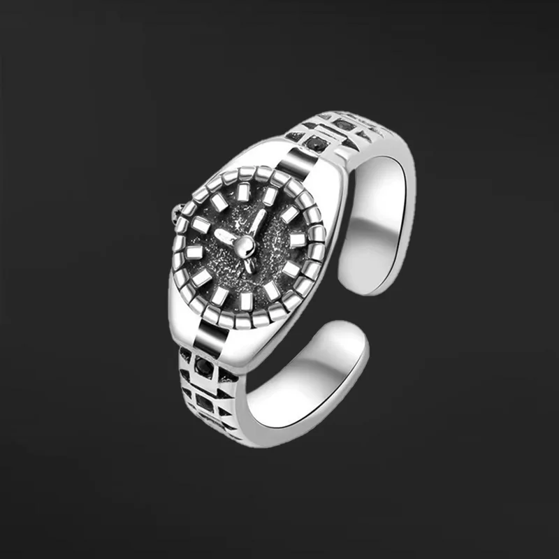 Unique Watch-Shaped Ring Gothic Jewelry Couple Vintage Trendy Rings Matching Necklaces Couple Accessories Regalos San Valentin