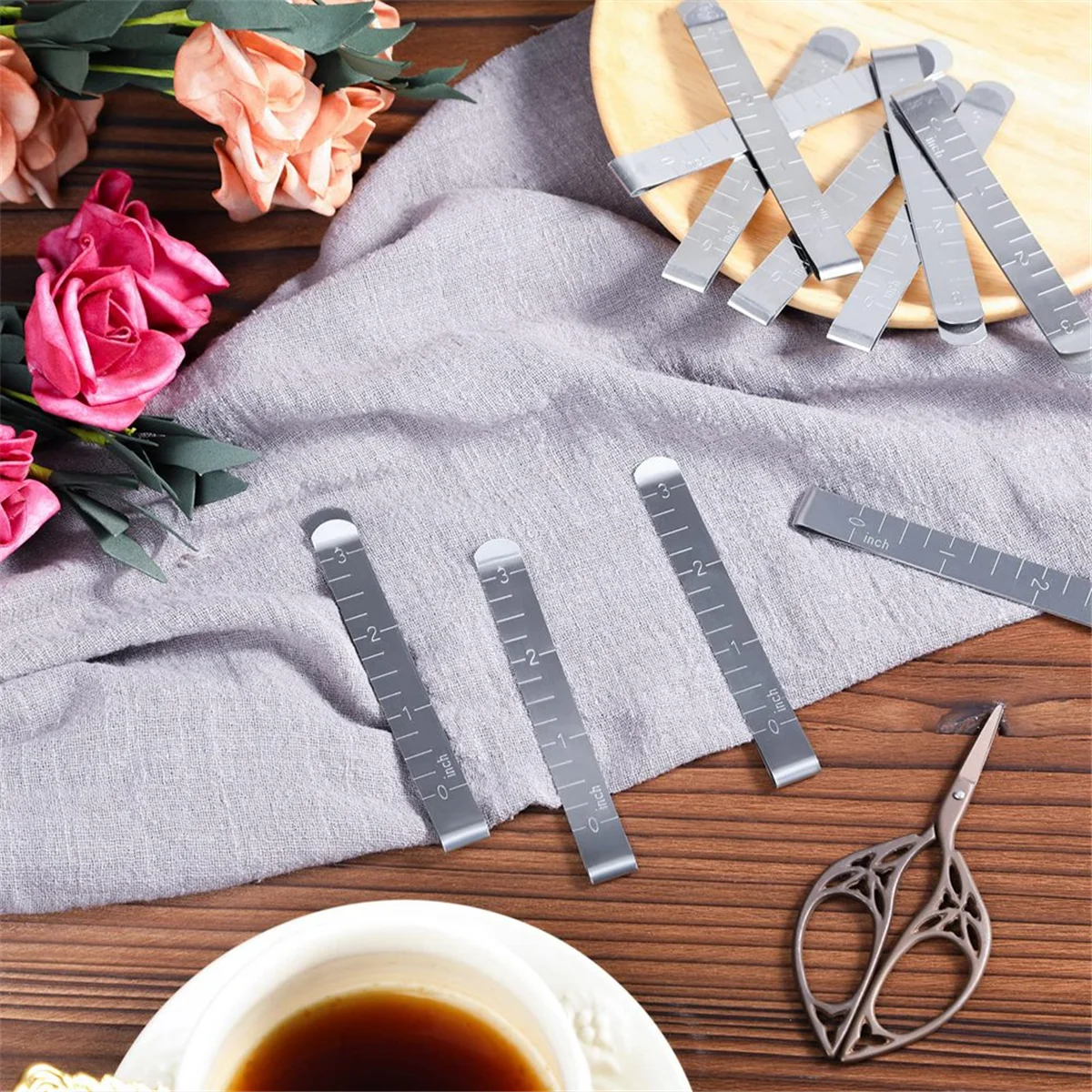 

【2025-Electronics】{20 Pcs Sewing Clips Stainless Steel Hemming Clips Metal Hemming Tool 3 Inches Sewing Clips with Measurements