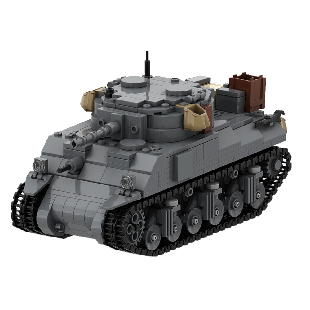 Gobricks MOC M4 Sherman Танк Строительный блок Модель танка Sherman M4 Бронированная машина Взрослые дети Сборка игрушек Праздничные подарки