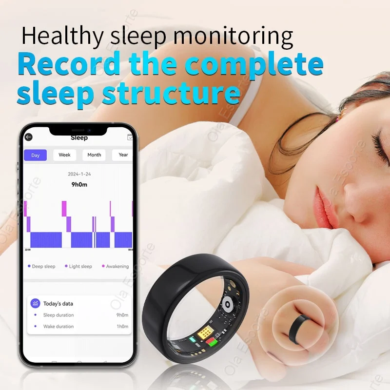 2024 New Smart Ring Blood Pressure Monitoring Sleep Health IP68 Waterproof Monitoring Exercise Remote Care