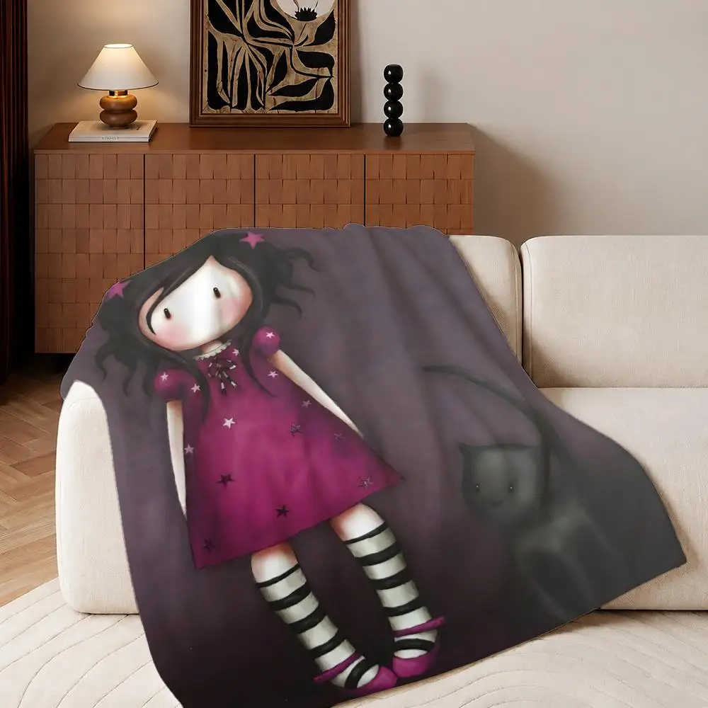 Anime Santoro Gorjuss Throw Plush Flannel Throw Blanket, Sofa Bed Travel Picnic Home Textile Decor
