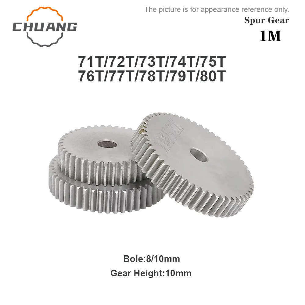 

1M 71/72/73/74/75/76/77/78/79/80T spur Gear rough Hole 8/10mm gear wheel 45#carbon steel Material motor gear Total Height 10mm