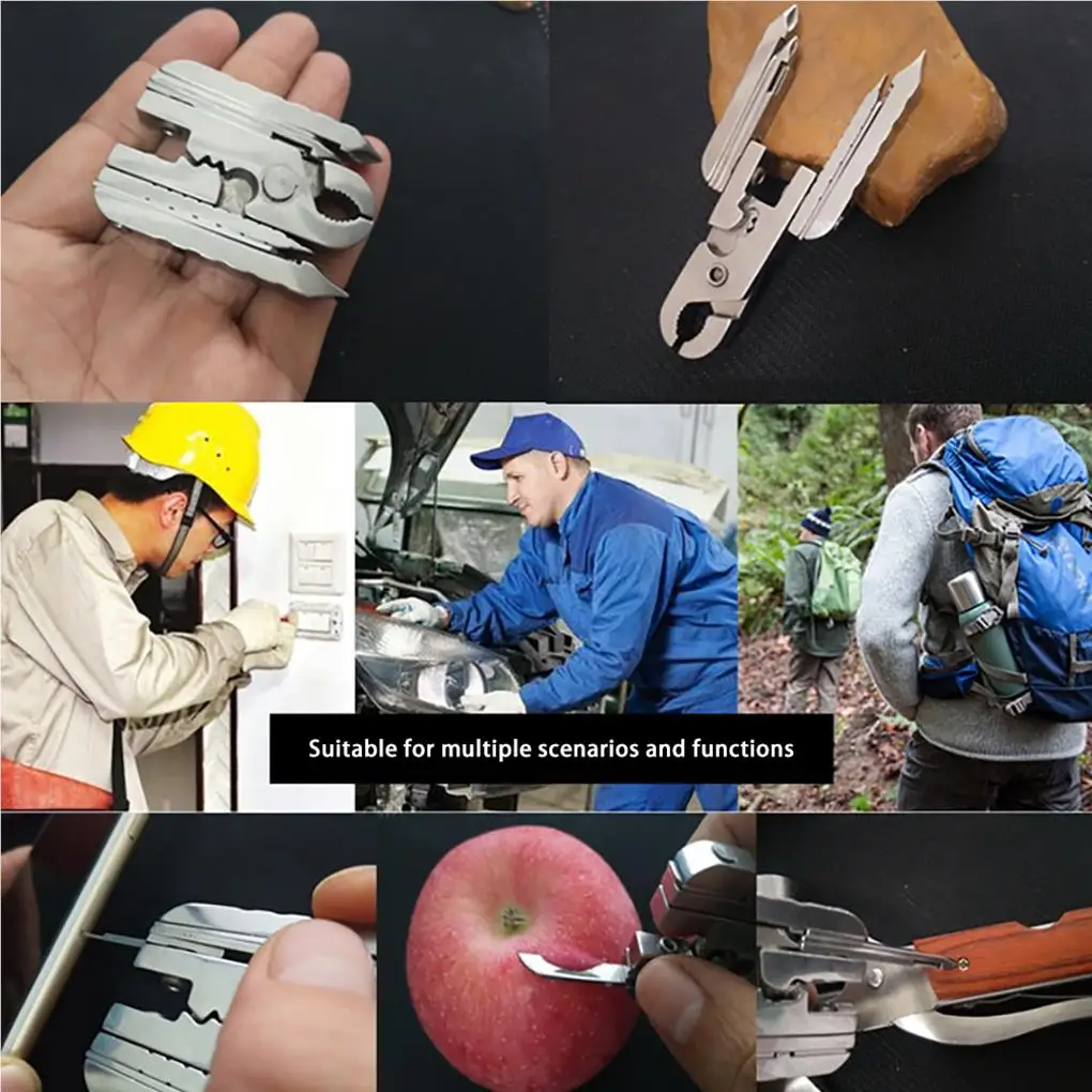 15 in 1 Multifunctional Pocket Plier Outdoor Gadget Keychain Stainless Steel Folding Pliers