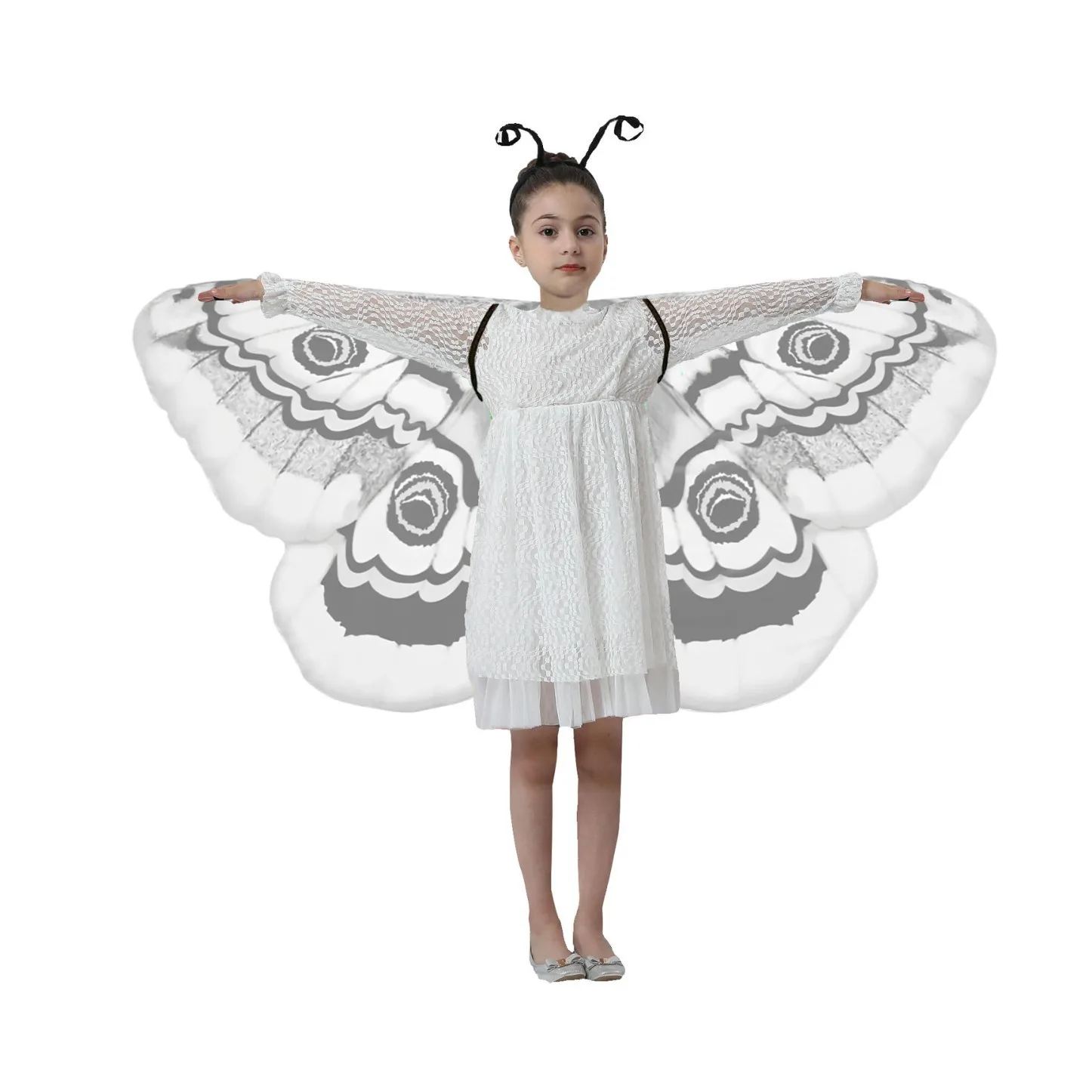 Kids Moth Wings Cape  Butterfly Costume Girl Dress Up Halloween Costumes Dancing Props Cosplay Accessory view 5