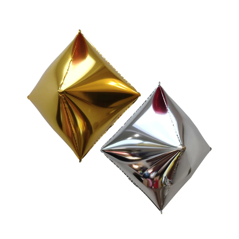 

4Pcs Diamond Shape 4D Aluminum Balloons Festive Party Supplies for Marriage Shower Valentine's Day Decoration Golden Silver