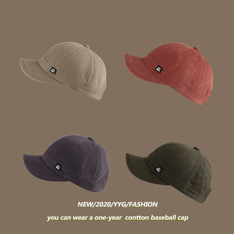 Hat Men's and Women's Autumn and Winter Niche Street Retro Short Brim Baseball Cap Men's Short Brim Peaked Cap Ins Men's Hipster