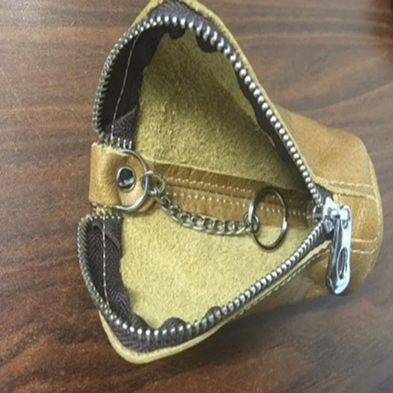 Men Key Bag Genuine Cow Leather Buckets Keys Cases Pouch Zipper Keychain Auto Car Key Case Bag Women Home Key Holder