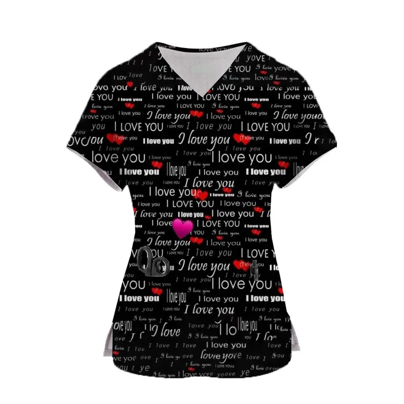 

Women's Nursing Clothing High-quality Print Top Accessories Doctors Medical Uniform Hospital Nurse Beauty Salon Scrubs Top Women