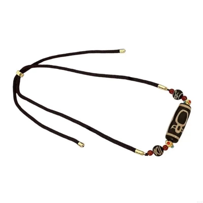 91AF Sturdy Nine Eye Dzi Agate Necklace Cultural Artifact Neckchain Jewelry For Business Event And Casual Gatherings