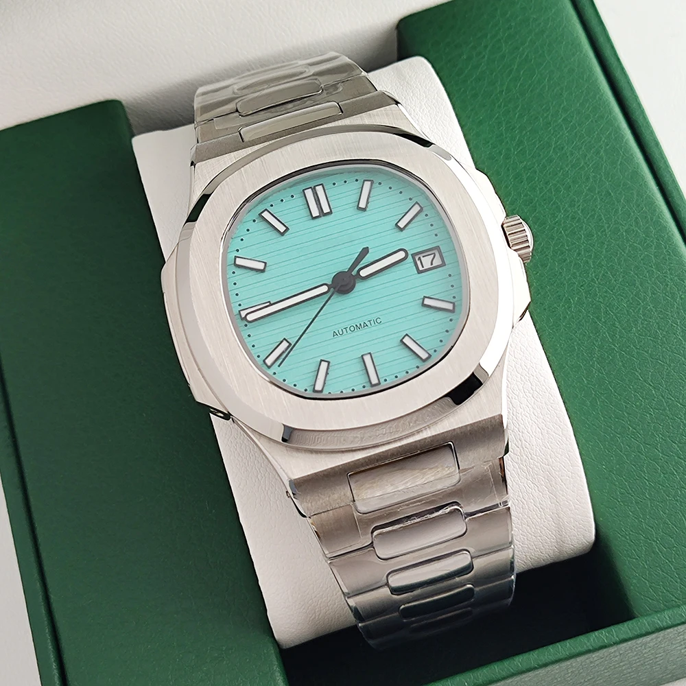 Orologio da uomo da 40 mm, cassa in acciaio inossidabile, movimento meccanico NH35, adatto per l'installazione di accessori per orologi Nautilus