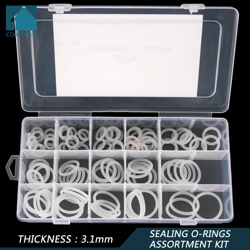 

94PCS/box VMQ High Pressure Sealing O-rings White Silicone Seal Gasket Replacements Kit 15 Big Sizes OD 15mm-35mm CS3.1mm BG024