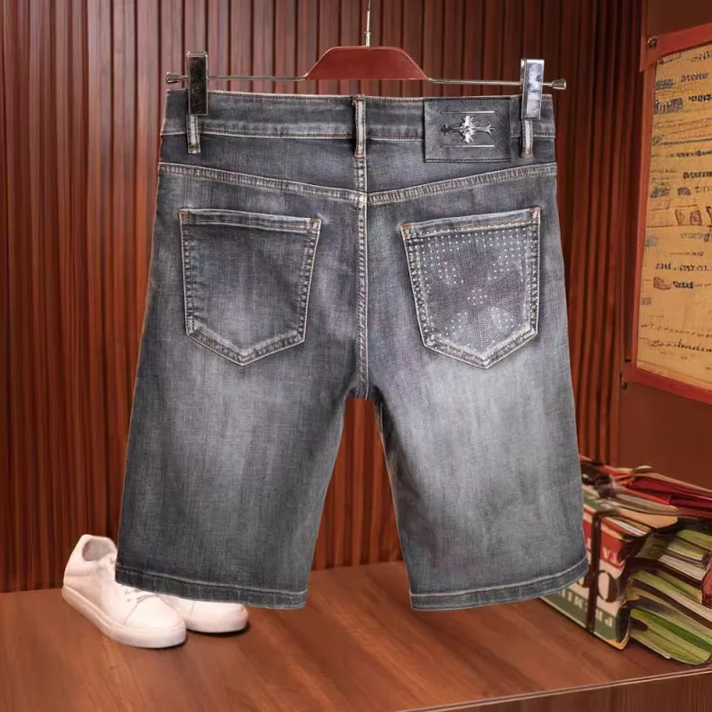 Pantalon capri en denim imprimé pour hommes, Goals, tendance, léger, luxe, coupe couvertes, haut de gamme, élastique, tout assressenti, été, nouveau, 2020