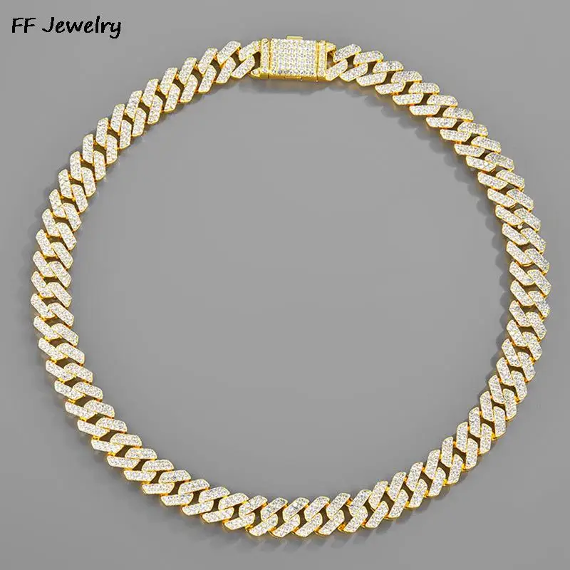 16/18/20/24inch Crystal Miami Iced Out Cuban Link Chain necklace For Men Women Full Rhinestones Charm Hip Hop Jewelry Chain 12mm