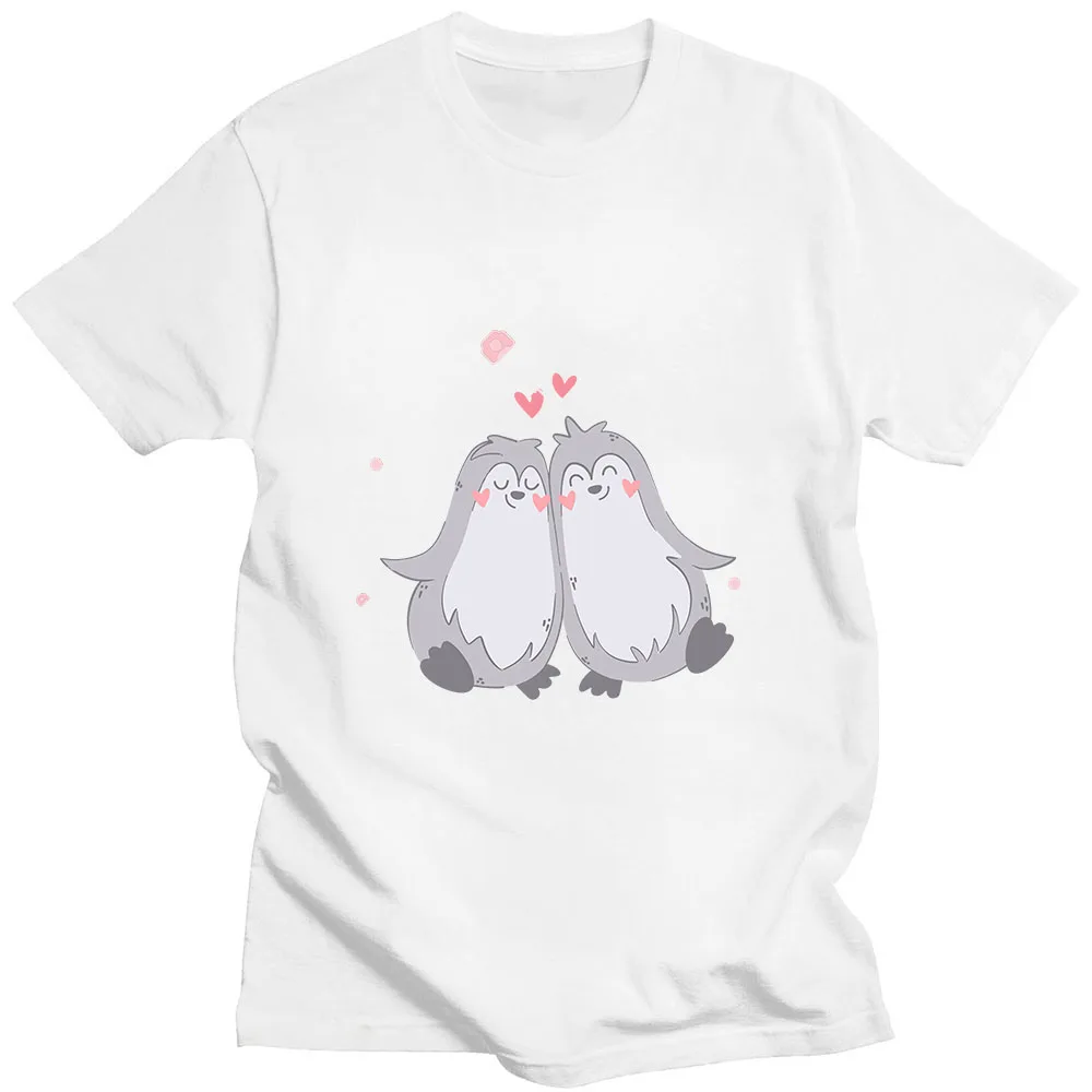 Camisetas de manga corta para hombre y mujer, ropa informal con estampado de dibujos animados de pingüino, 100% algodón, novedad de verano