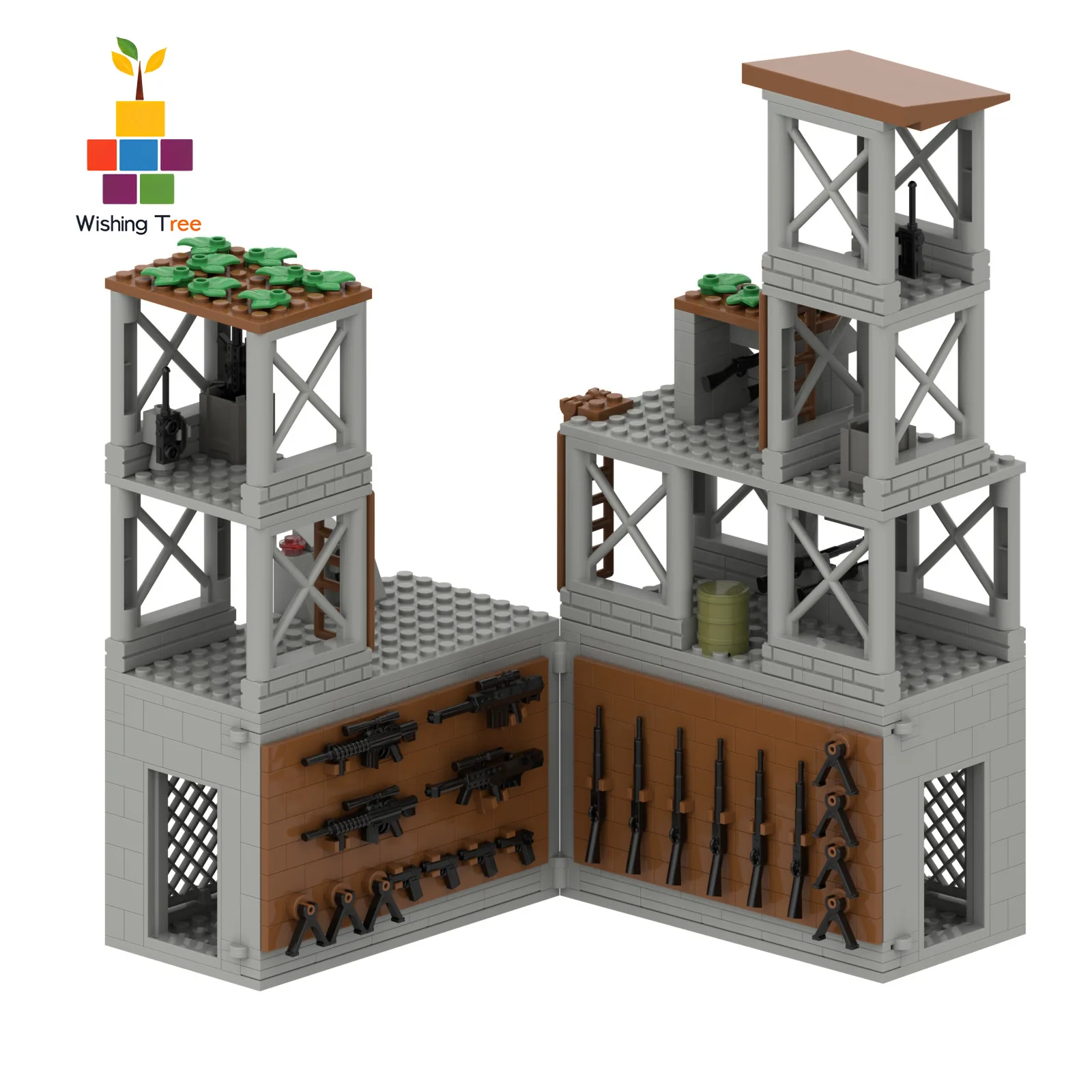 

Military Building Blocks Set Small Bricks Toy for Boys with Watchtower Wall and Turret