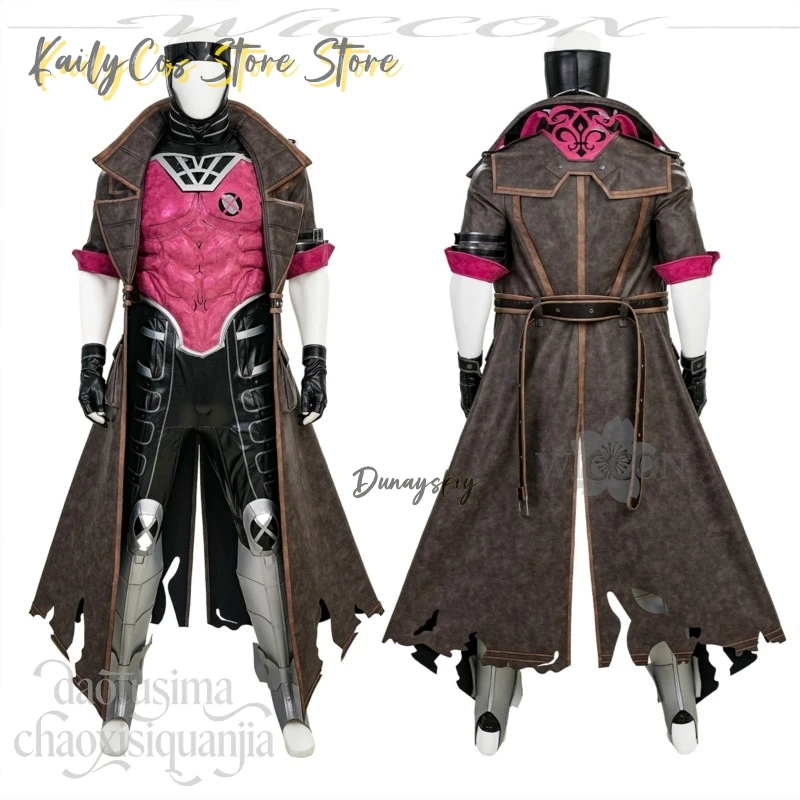 Anime Game Rivals Cosplay Gamitbit Costume Sexy Pink Armor Punk Long Coat Cool Temporary Tattoo Red Wigs Set Halloween Party Cos