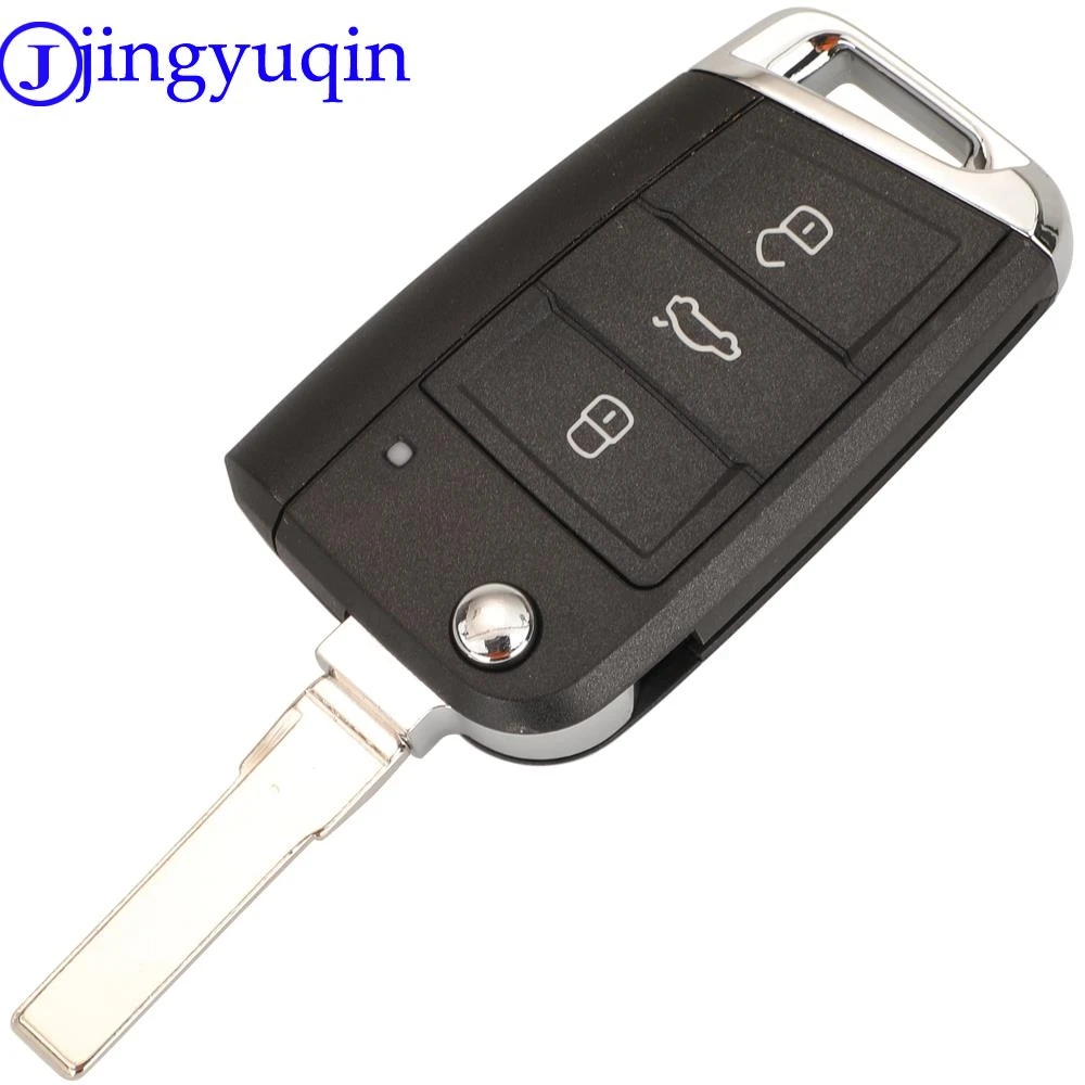

jingyuqin Remote Flip Folding Car Key Fob Shell For VW Golf 7 GTI MK7 Skoda Octavia A7 Seat Remote Auto parts Keyless Case