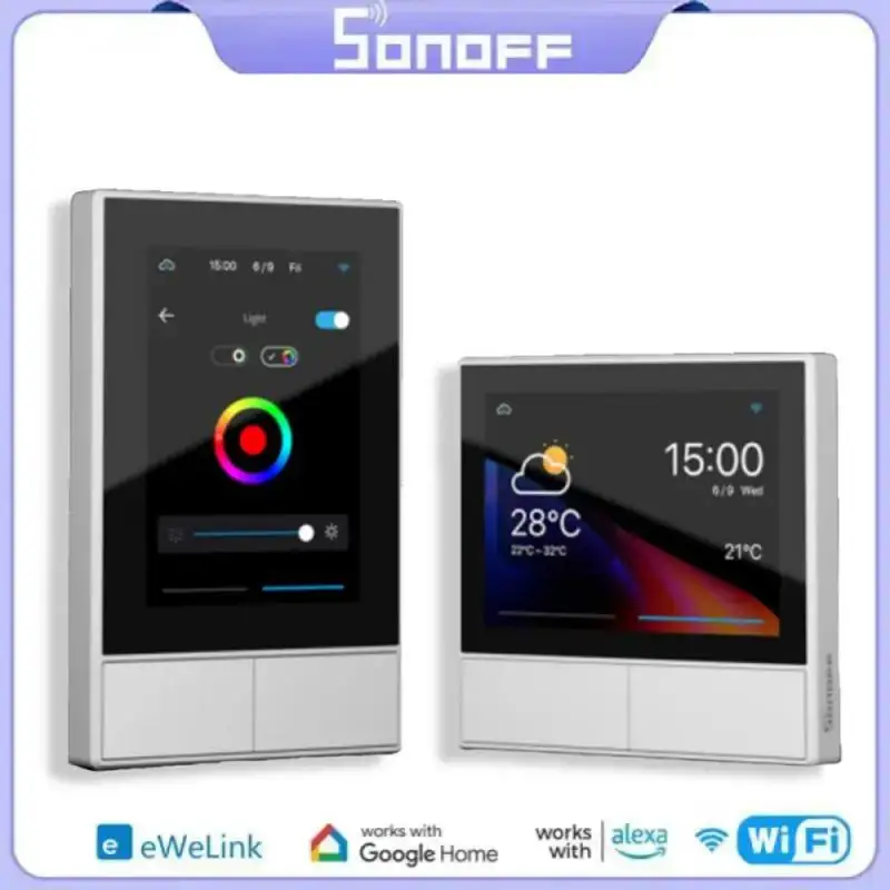 SONOFF-NS Painel Smart Scene Wall Switch, UE, EUA, Wi-Fi, Termostato Display, Controle com Ewelink App, Alexa, Google Home