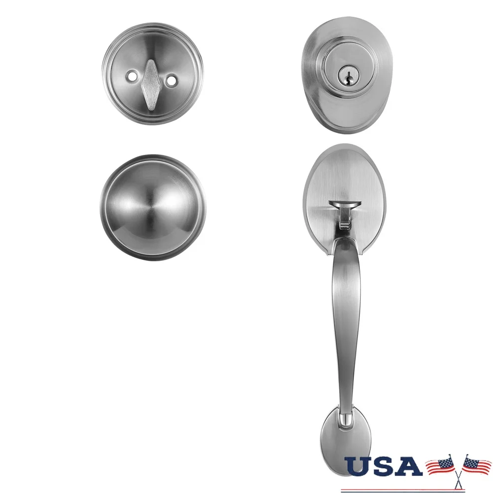 

Front Door Handle Deadbolt Set Zinc Alloy Security Knob Adjustable Latch Easy Installation Complete Accessories Versatile Design