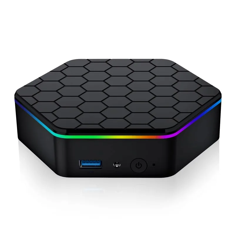 N150 RGB Mini PC 16GB RAM + 512GB SSD  Win11 Pro  Stunning Aurora Lighting  Perfect for Gaming  Office