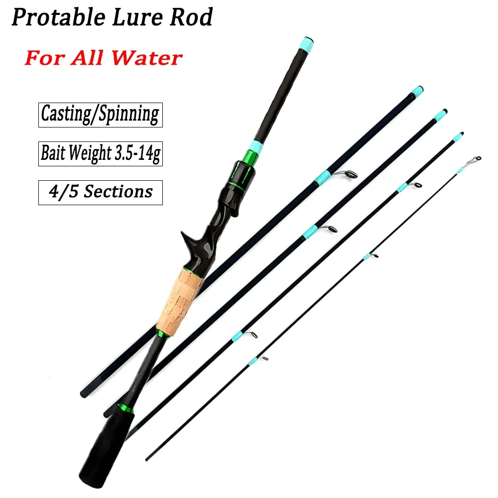 

Baitcasting Spinning Travel Carbon 4/5 Section Fishing Rods Line Weight 4-10LBS Power Ultralight Lure Trout Mini Pole 1.8M/2.1M