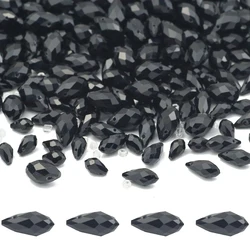 Teardrop Shape Faceted Austrian Crystal Black Spacer Loose Beads 5/6/8mm For Jewelry DIY Earrings Bracelets Pendants Accessories