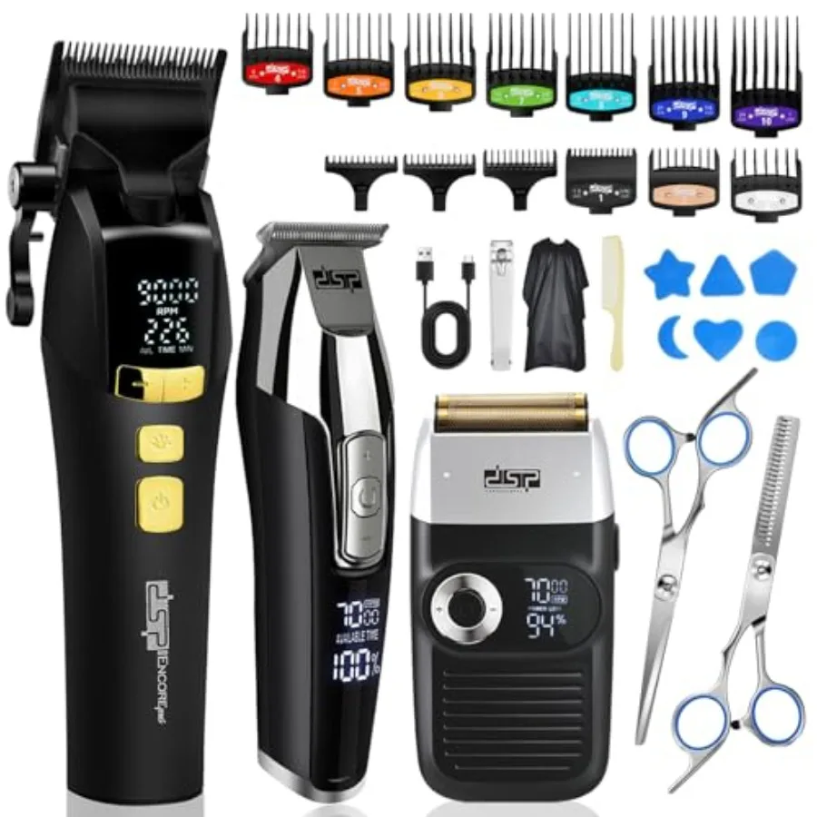 

Professional Hair Clipper Trimmer for Men Rechargeable Beard Shaver Kit with LED Display Zero Gap Design Black Ideal for Hair a