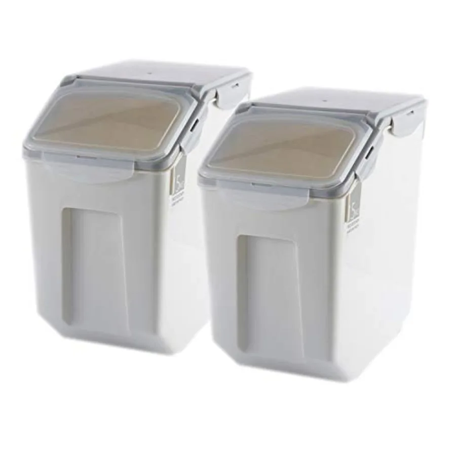 

2-Pack 15L/4 Gallon Airtight Food Storage Containers with Locking Lids Leakproof Dry Dog Food Rice Grain Bin for Kitchen Pantry